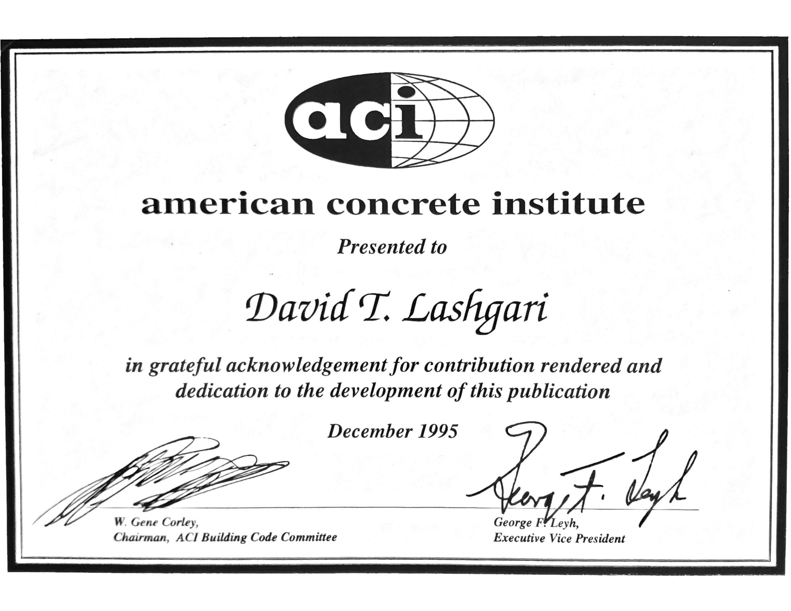 American Concrete Institute acknowledgement